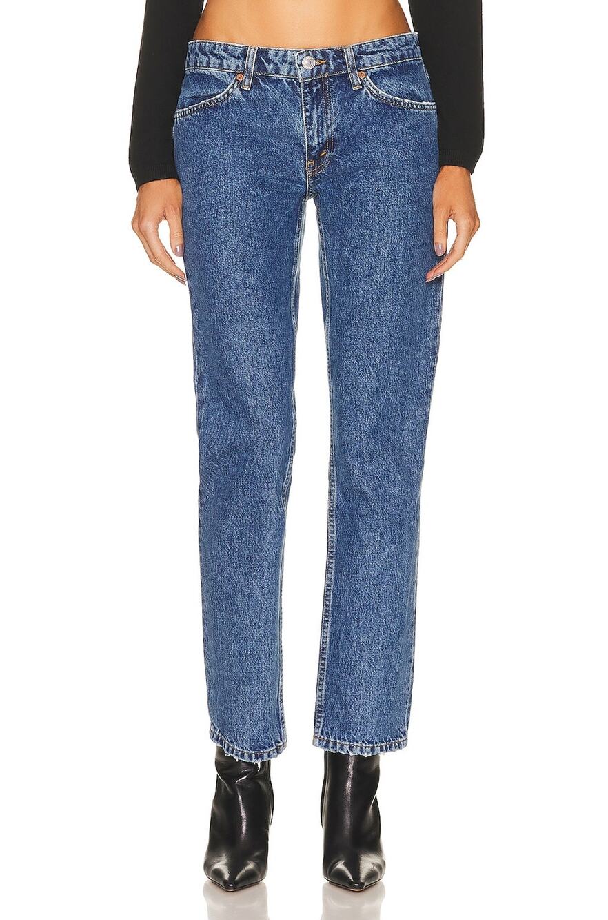 Re/Done Classic Blue Merle 70s Low Rise Straight Denim Jeans Size 23